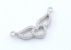 Link inima cu aripi cu cristale, argint 925 placat cu rodiu, 23mm  - x1