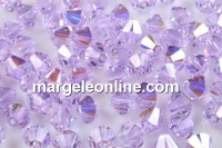 Swarovski, margele bicone, violet AB, 6mm - x10