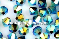 Swarovski, margele bicone, jet AB2x, 6mm - x10