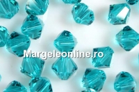Swarovski, margele bicone, blue zircon, 6mm - x10