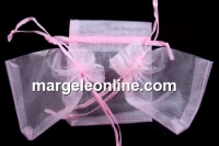 Saculet organza, roz, 9x7cm - x20