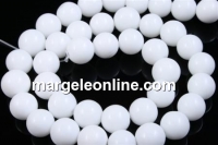 Margele agate albe, rotund, 10mm