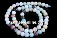 Margele amazonite flower, rotund, 4mm