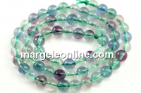 Margele fluorit natural curcubeu, rotund, 6.5mm
