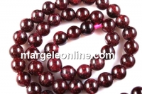 Margele granat natural rosu intens, round, 7mm