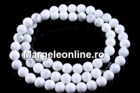 Margele haolit alb, rotund, 6.5mm