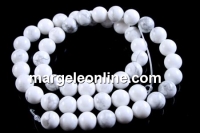 Margele haolit alb, rotund, 8mm