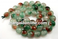 Margele jad , rotund fatetat, ruby green, 10mm