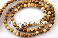 Margele jasp picture, rotund, 4.5mm