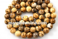 Margele jasp picture, rotund, 6.5mm