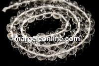 Margele cuart natural de stanca, rotund, transparent, 8mm
