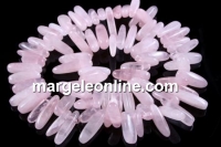 Margele cuart roz, stick, 16x5-23x7mm