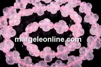 Margele cuart roz, trifoi, 11.5mm