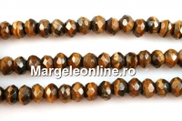 Margele ochi de tigru maro, rondele fatetate, 6mm