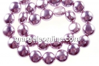 Perle tip Mallorca, disc, mov argintiu, 12mm