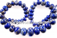 Margele jasp imperial, albastru regal, rondele, 10-21mm