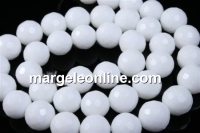 Margele agate albe, rotund fatetat, 6mm