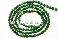 Margele agate, rotund fatetat, verde, 3mm