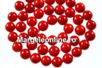 Perle tip Mallorca, rotund, rosu intens,  12mm