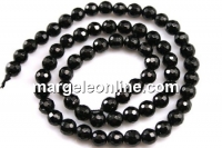 Onix, black, faceted round, 4mm