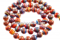 Margele malachit sintetic multicolor, rotund, 6mm