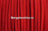 Snur faux suede, rosu intens, 3mm - x5m
