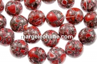 Margele magnezit, rotund, rosu multicolor, 14mm