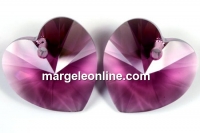 Swarovski, pandantiv inima, amethyst, 10mm - x2