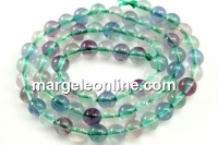 Margele fluorit natural curcubeu, rotund,5mm
