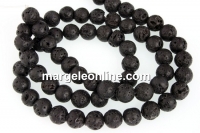 Margele lava neagra, round, 6.5mm