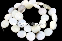 Margele opal natural alb, disc, 14mm