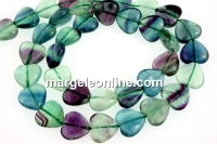 Margele fluorit natural curcubeu, inima, 12mm
