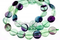 Margele fluorit natural curcubeu, disc, 12mm