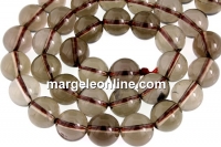 Margele cuart natural, rotund, fumuriu, 10.5mm