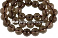 Margele cuart natural, rotund, fumuriu intens, 10mm