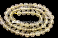 Margele cuart natural rutilat, rotund, 6.5mm