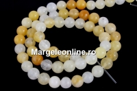 Margele jad alb si galben, rotund, 6.5mm