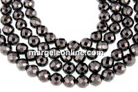 Margele hematit, rotund fatetat, 6mm