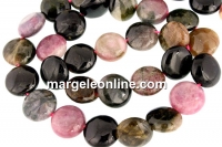 Margele turmalina naturala, multicolor ,disc, 12.5mm