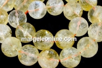 Margele citrin natural, rotund micro fatetat, 15mm