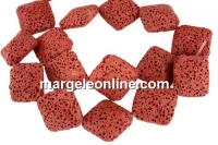 Margele lava naturala, caramiziu, romb, 23.5x23.5mm -x18