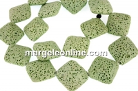 Margele lava naturala, vernil, romb, 23.5x23.5mm - x18