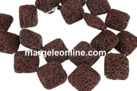 Margele lava naturala, maro, romb, 23.5x23.5mm - x18