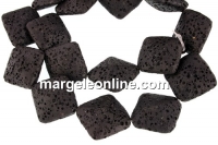 Margele lava naturala, negru, romb, 23.5x23.5mm - x18