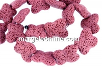 Margele lava naturala, roz vintage fluture, 23x22mm - x20