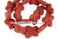 Margele lava naturala, caramiziu, fluture, 23x22mm - x20