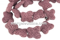Margele lava naturala, mov vintage, fluture, 23x22mm - x20