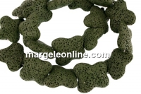 Margele lava naturala, verde kaki, fluture, 23x22mm - x20