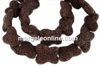 Margele lava naturala, maro, fluture, 23x22mm - x20