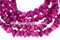 Margele jad, rondela neregulata, mov fucsia, 10-14mm